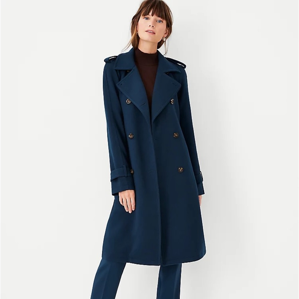⭐️Ann Taylor Teal Twill trench